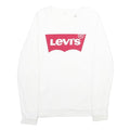 LEVI'S Mens White S Crew Neck Sweatshirt Cotton Logo Print Casual Pullover