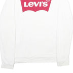 LEVI'S Mens White S Crew Neck Sweatshirt Cotton Logo Print Casual Pullover