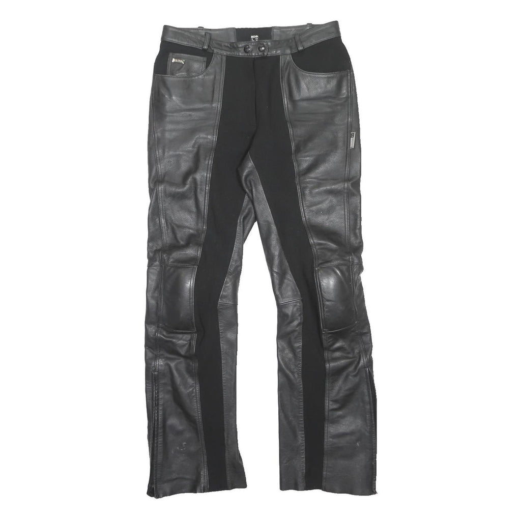 RICHA Biker Womens Leather Black Regular Fit Trousers W32 L32 Motorbike