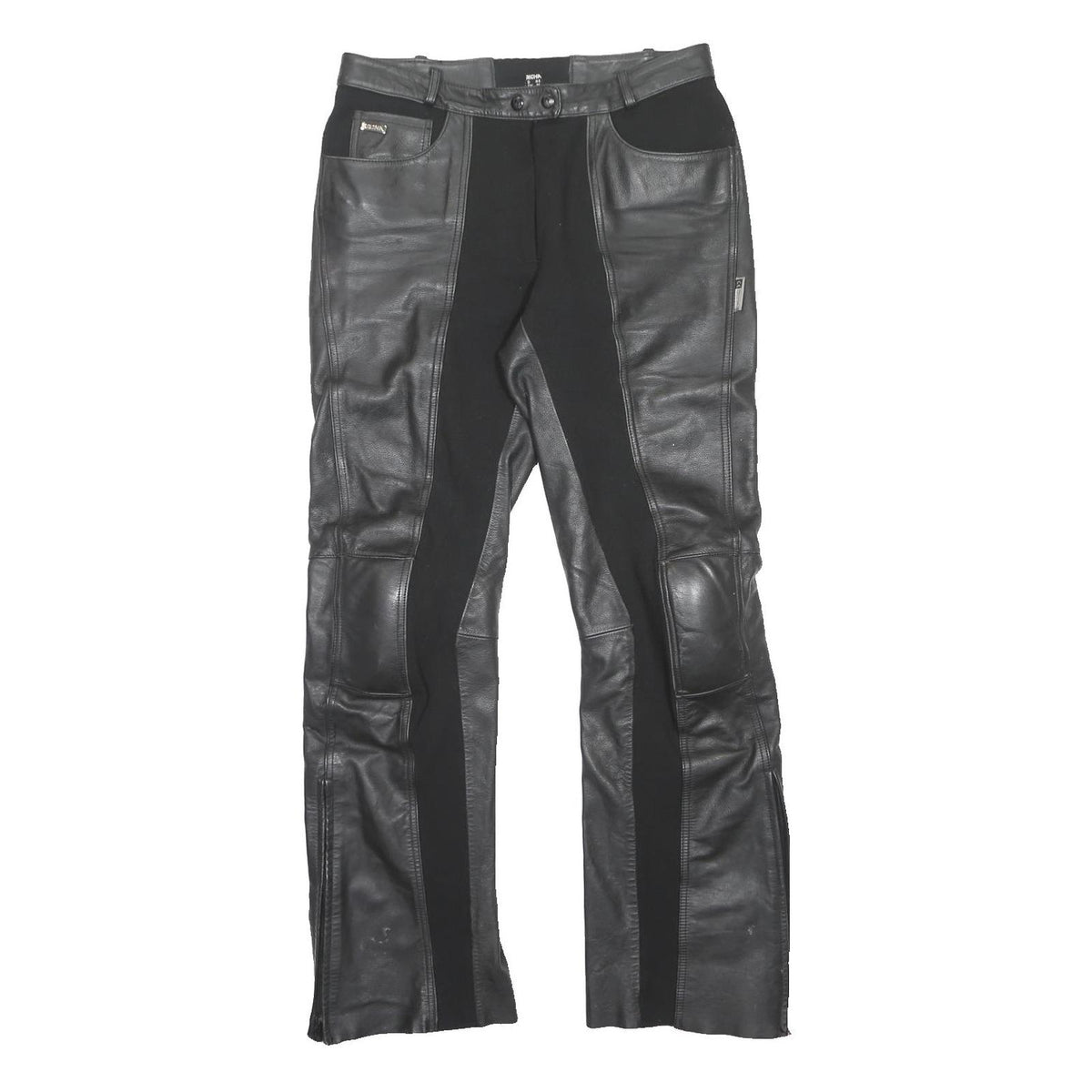 RICHA Biker Womens Leather Black Regular Fit Trousers W32 L32 Motorbike