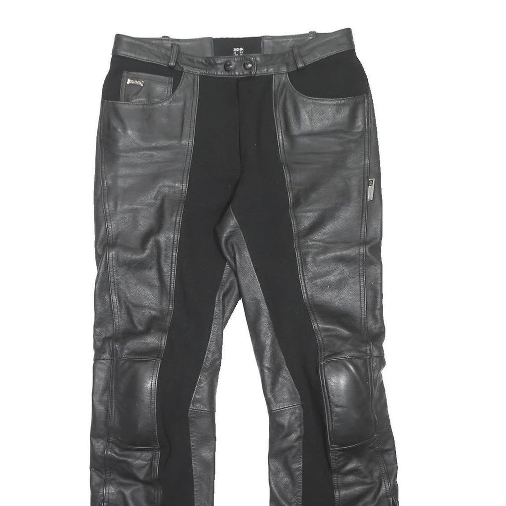 RICHA Biker Womens Leather Black Regular Fit Trousers W32 L32 Motorbike
