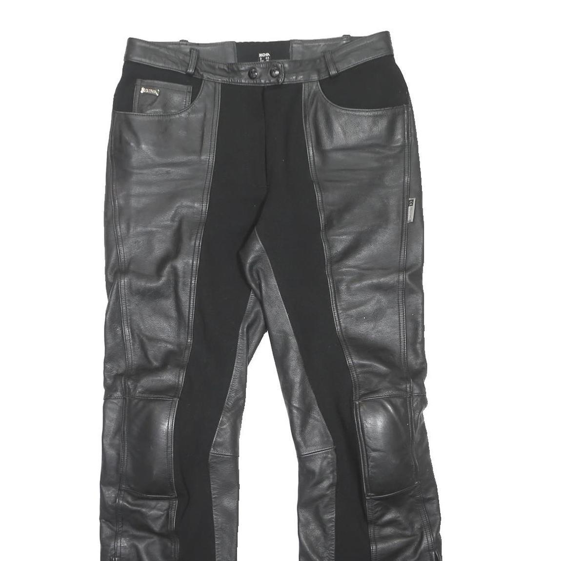 RICHA Biker Womens Leather Black Regular Fit Trousers W32 L32 Motorbike