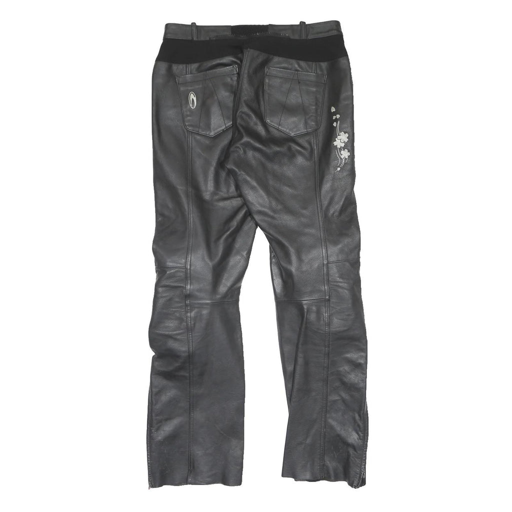 RICHA Biker Womens Leather Black Regular Fit Trousers W32 L32 Motorbike