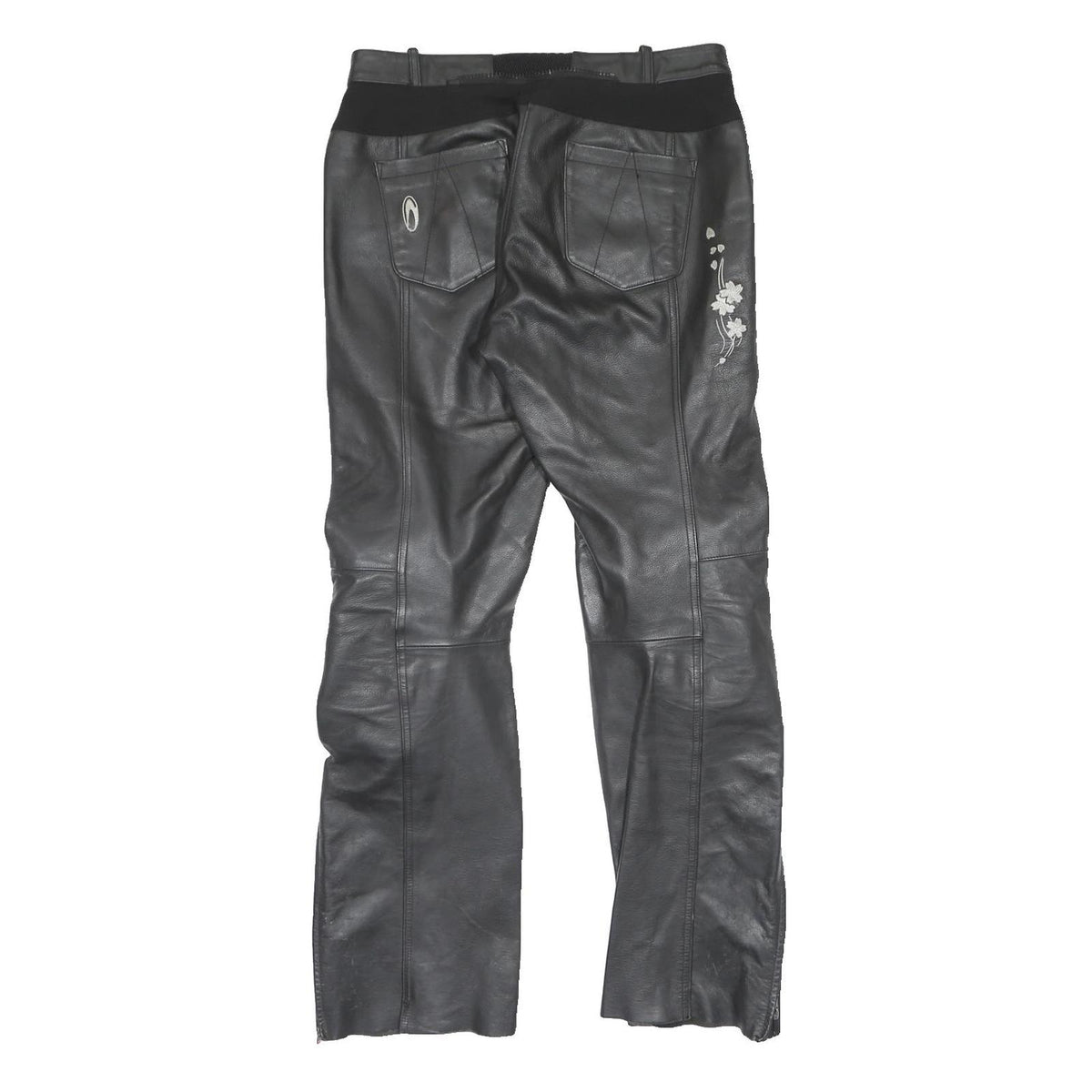 RICHA Biker Womens Leather Black Regular Fit Trousers W32 L32 Motorbike