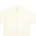 C&A Mens Cream Short Sleeve Cotton Blend Shirt L Casual Summer Button Up