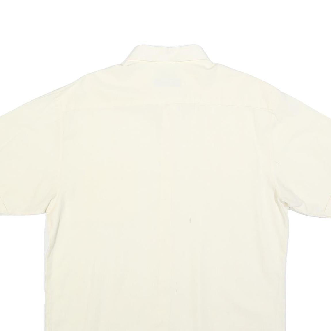 C&A Mens Cream Short Sleeve Cotton Blend Shirt L Casual Summer Button Up