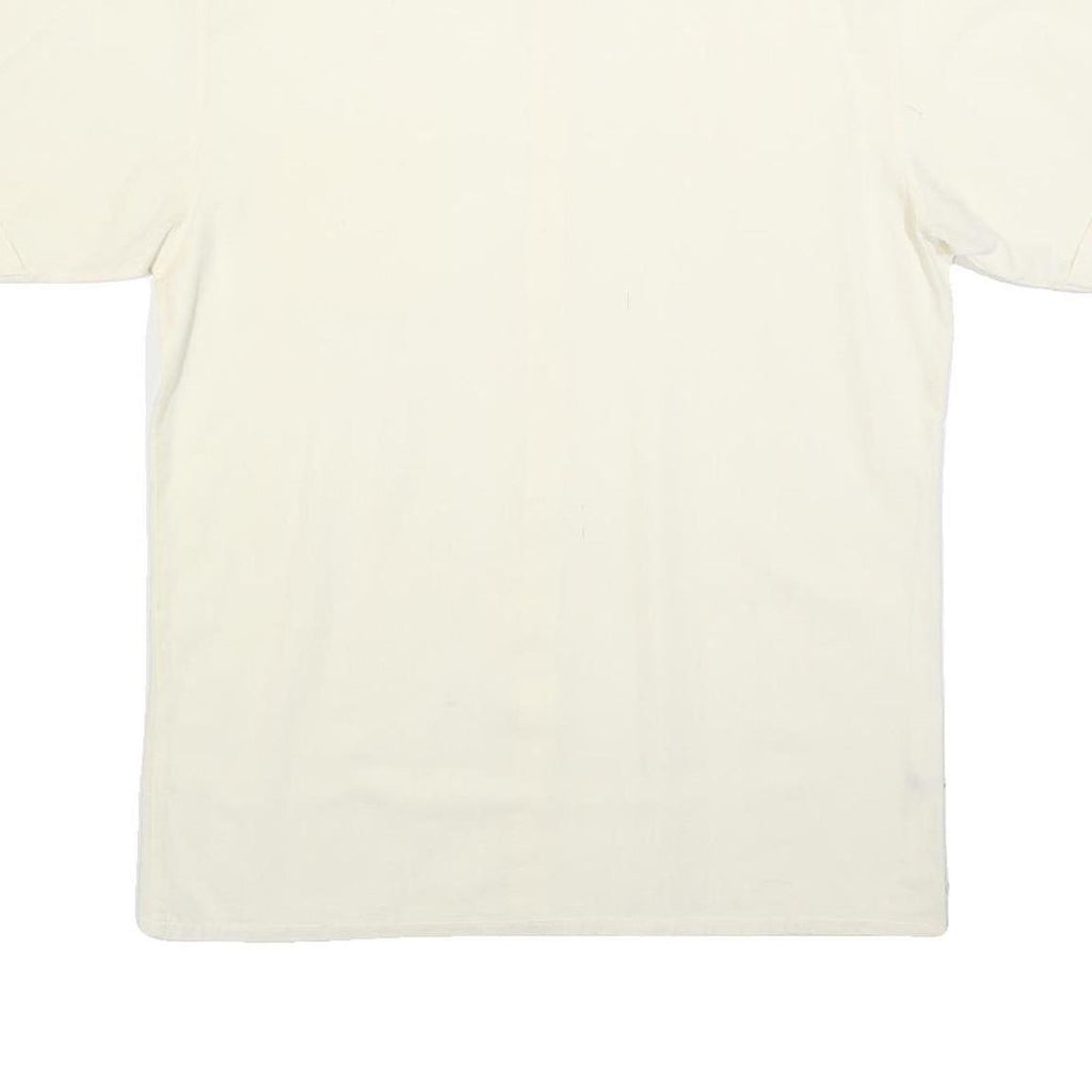 C&A Mens Cream Short Sleeve Cotton Blend Shirt L Casual Summer Button Up