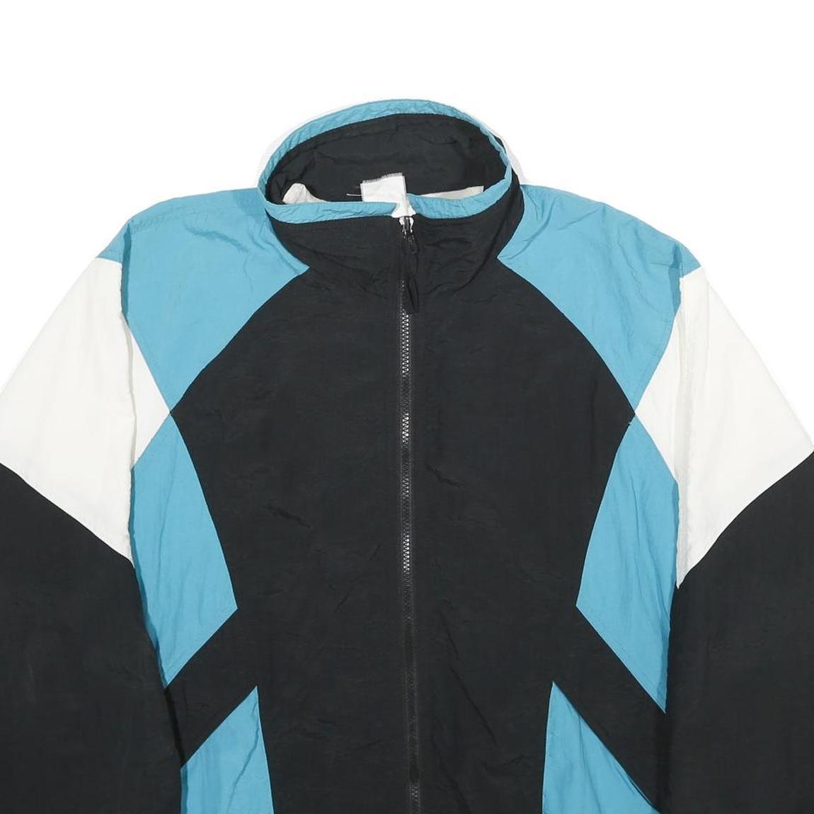CANADA SPORTSWEAR CO Mens Blue & Black Nylon Track Jacket L Zip Casual Retro