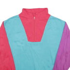 DISCIPLINE Womens Blue & Pink & Purple Sweatshirt Collared XL Colourblock