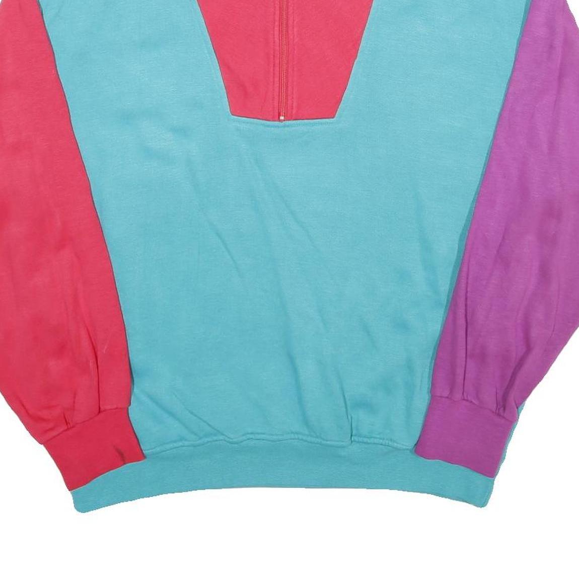 DISCIPLINE Womens Blue & Pink & Purple Sweatshirt Collared XL Colourblock