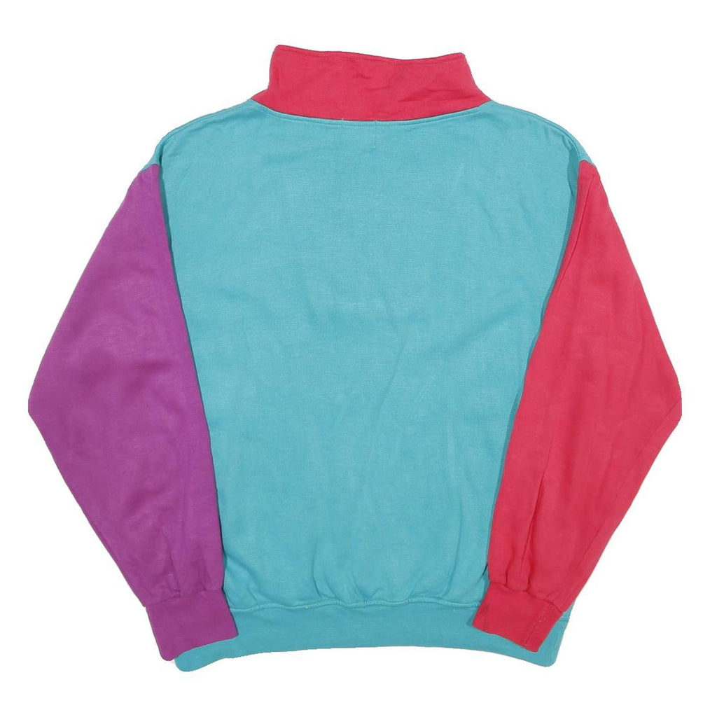 DISCIPLINE Womens Blue & Pink & Purple Sweatshirt Collared XL Colourblock