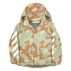OFF-WHITE Mens Green & Brown Camouflage Puffer Jacket S Polyamide Zip Hooded