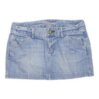 AMERICAN EAGLE Womens Blue Denim Mini Cotton Blend Skirt M Casual Waistband