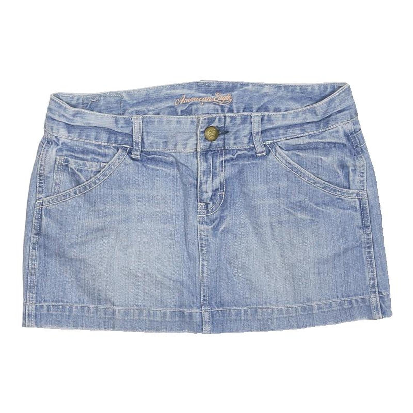 AMERICAN EAGLE Womens Blue Denim Mini Cotton Blend Skirt M Casual Waistband