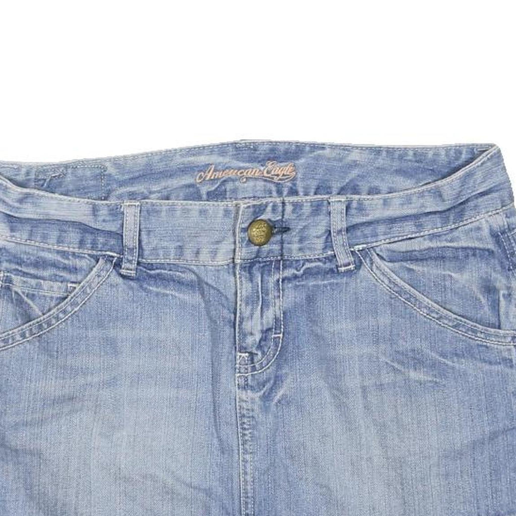 AMERICAN EAGLE Womens Blue Denim Mini Cotton Blend Skirt M Casual Waistband