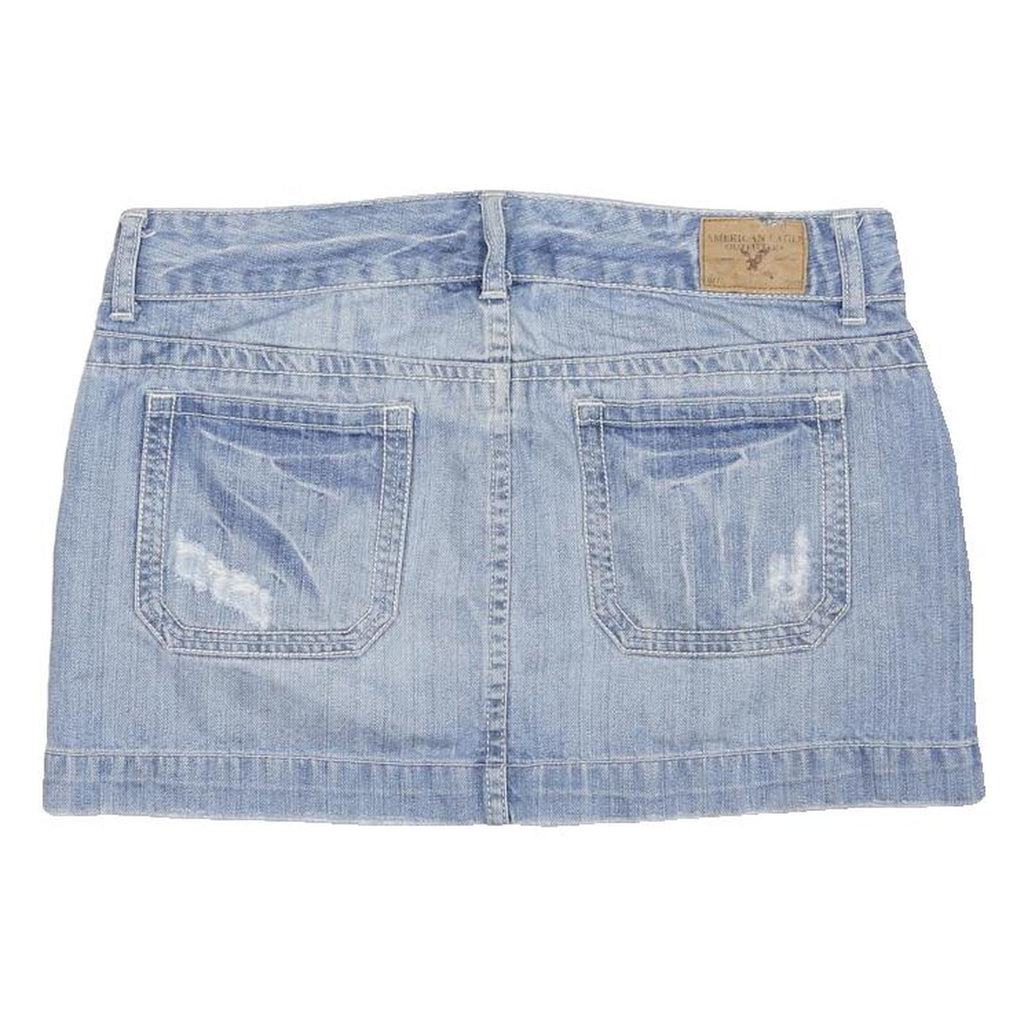 AMERICAN EAGLE Womens Blue Denim Mini Cotton Blend Skirt M Casual Waistband