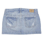AMERICAN EAGLE Womens Blue Denim Mini Cotton Blend Skirt M Casual Waistband