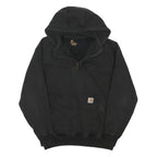 CARHARTT Mens Black Pullover Hoodie M Workwear Cotton Blend Casual 1/4 Zip