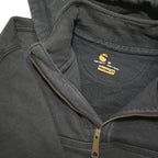 CARHARTT Mens Black Pullover Hoodie M Workwear Cotton Blend Casual 1/4 Zip