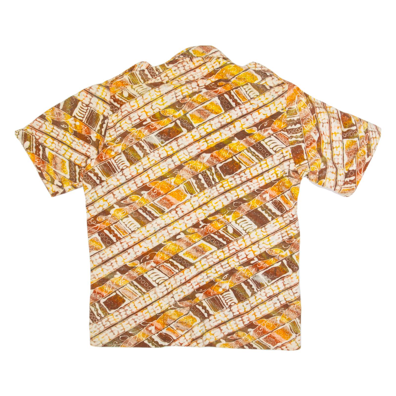 Mens Shirt Orange 90s Striped M