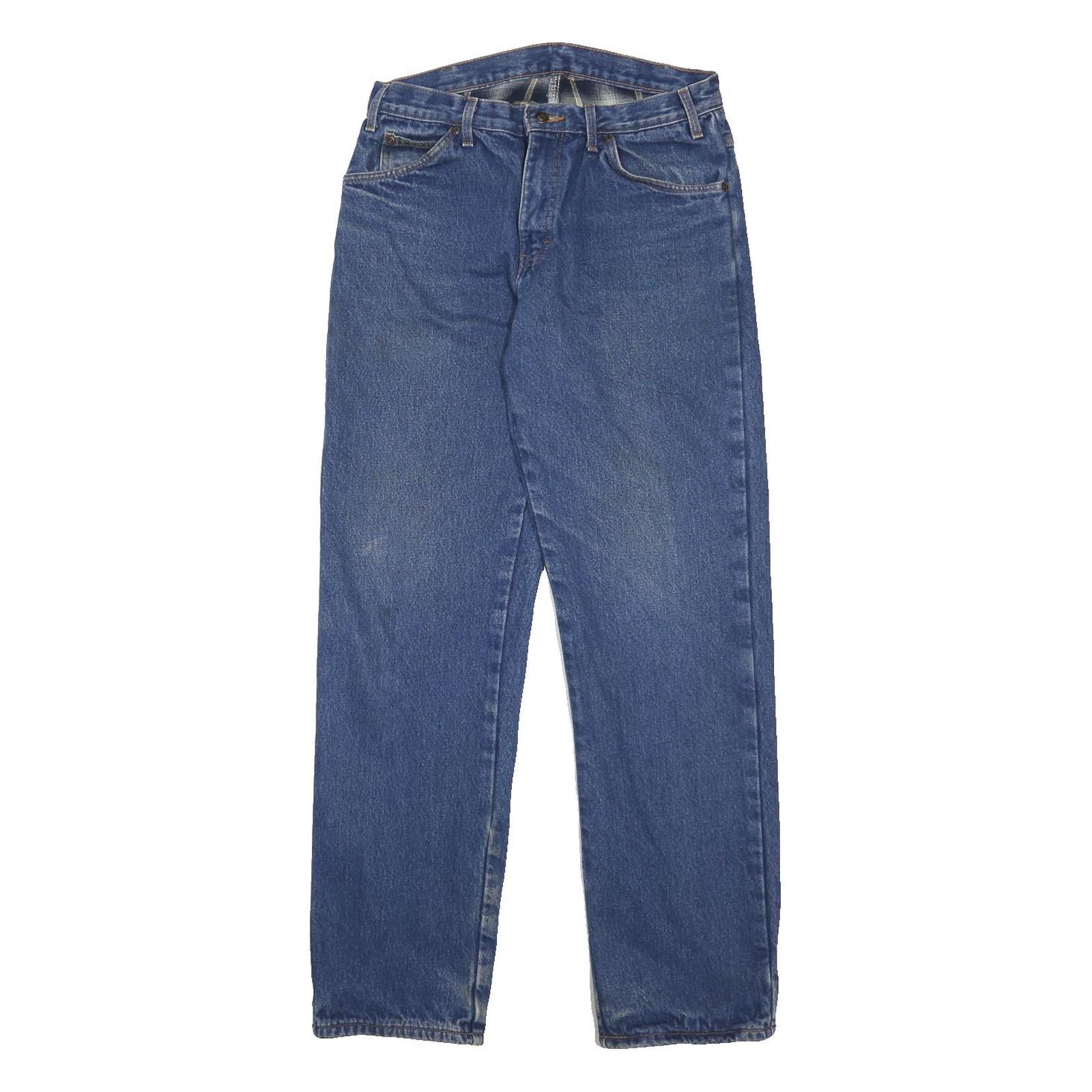 DICKIES Mens Blue Relaxed Straight Denim Cotton Medium W32 L34 Workwear Zip