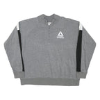 REEBOK Womens Grey & Black 1/4 Zip Sweatshirt L Cotton Blend Casual Sportswear