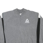 REEBOK Womens Grey & Black 1/4 Zip Sweatshirt L Cotton Blend Casual Sportswear