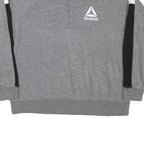 REEBOK Womens Grey & Black 1/4 Zip Sweatshirt L Cotton Blend Casual Sportswear