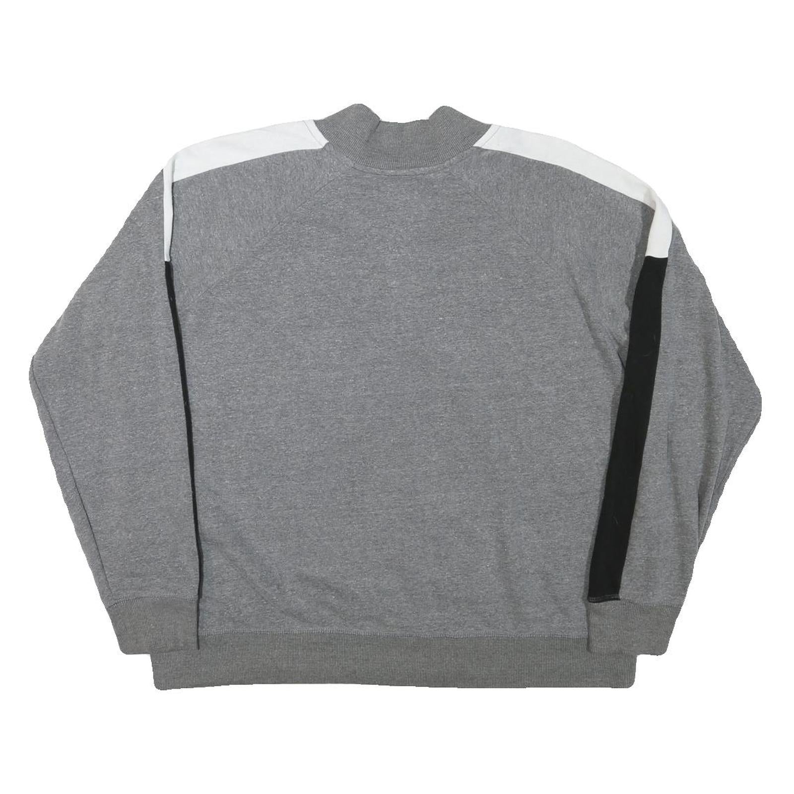 REEBOK Womens Grey & Black 1/4 Zip Sweatshirt L Cotton Blend Casual Sportswear