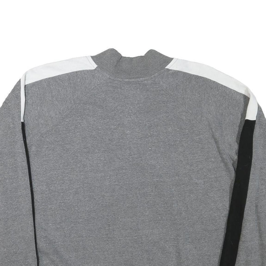 REEBOK Womens Grey & Black 1/4 Zip Sweatshirt L Cotton Blend Casual Sportswear