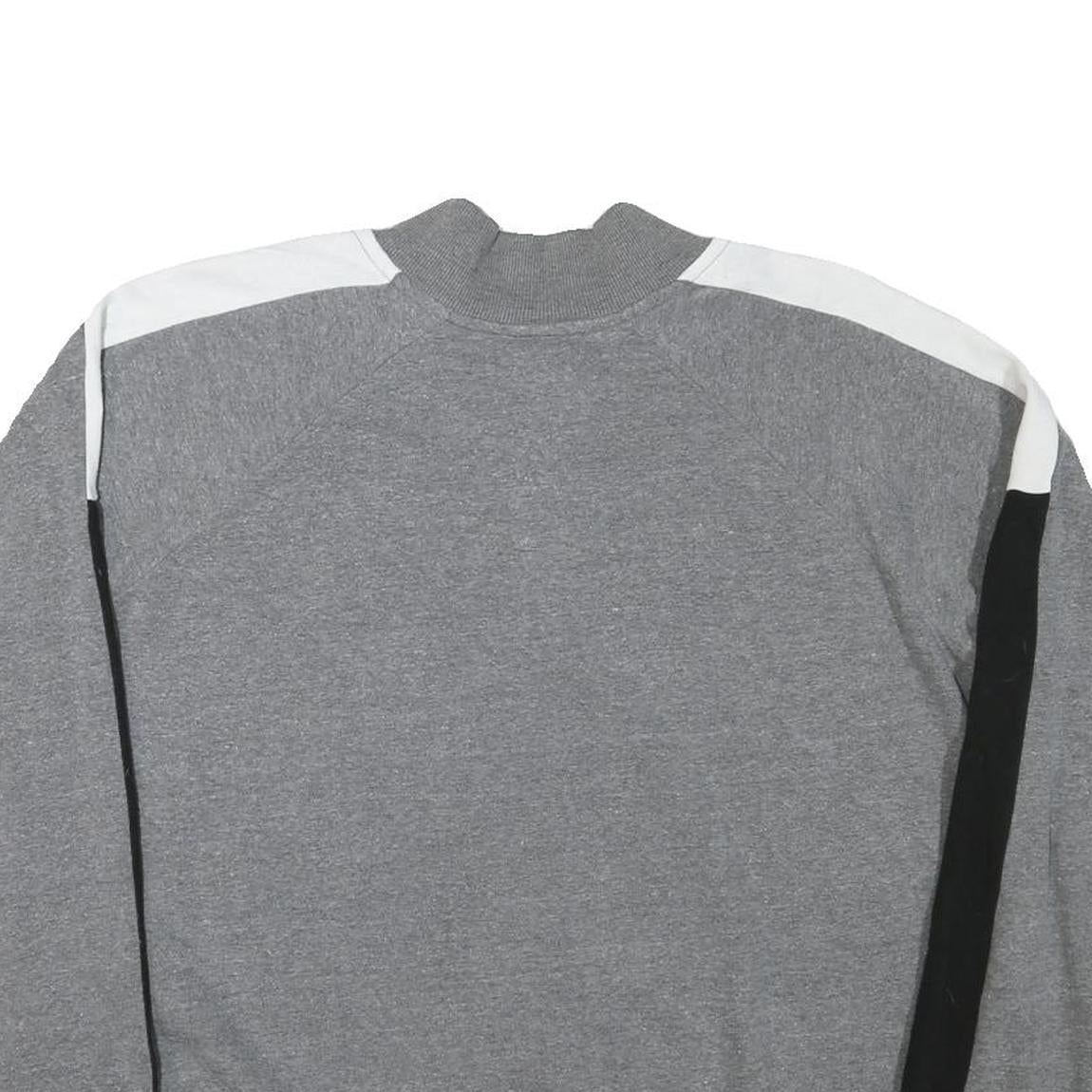 REEBOK Womens Grey & Black 1/4 Zip Sweatshirt L Cotton Blend Casual Sportswear