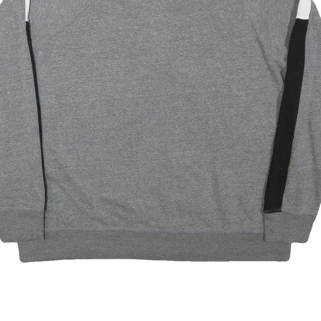 REEBOK Womens Grey & Black 1/4 Zip Sweatshirt L Cotton Blend Casual Sportswear