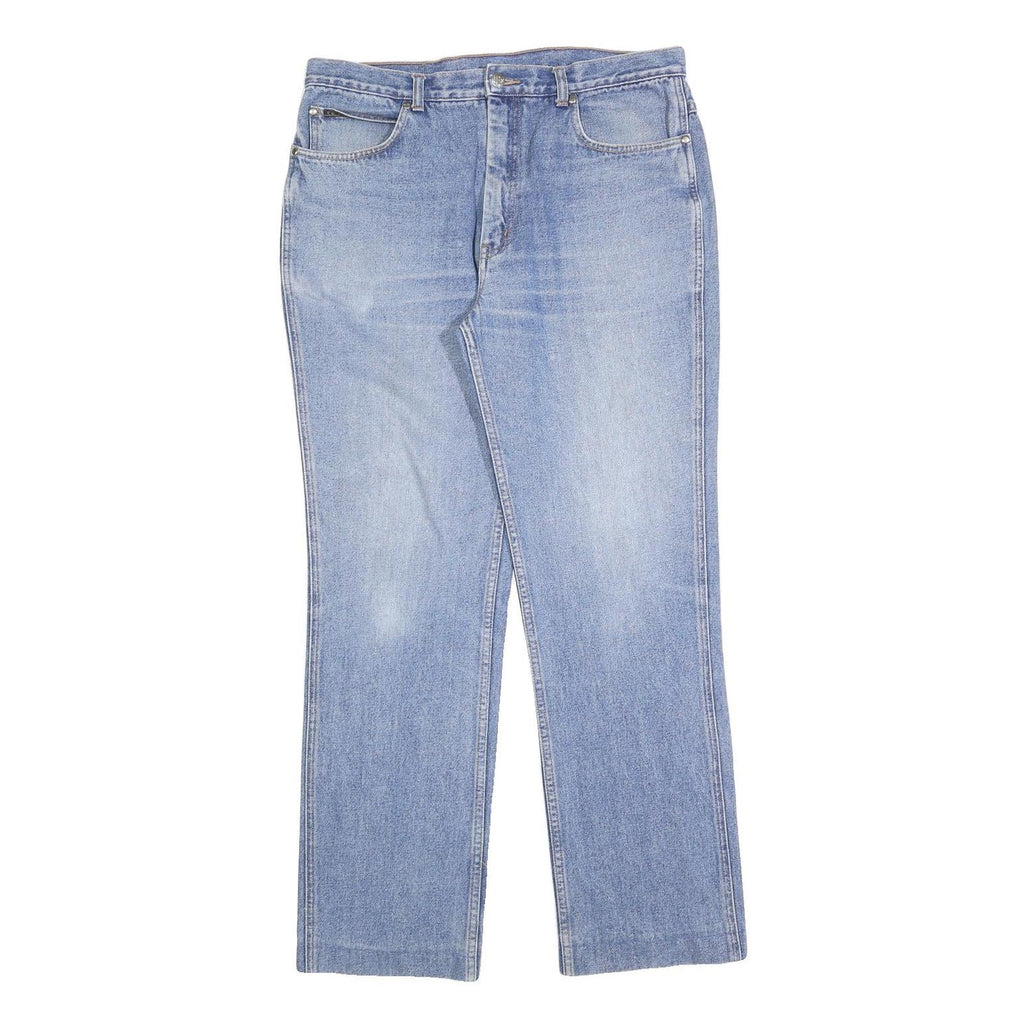 Mens Light Blue Regular Fit Straight Denim Cotton Blend Jeans W32 L30 Classic