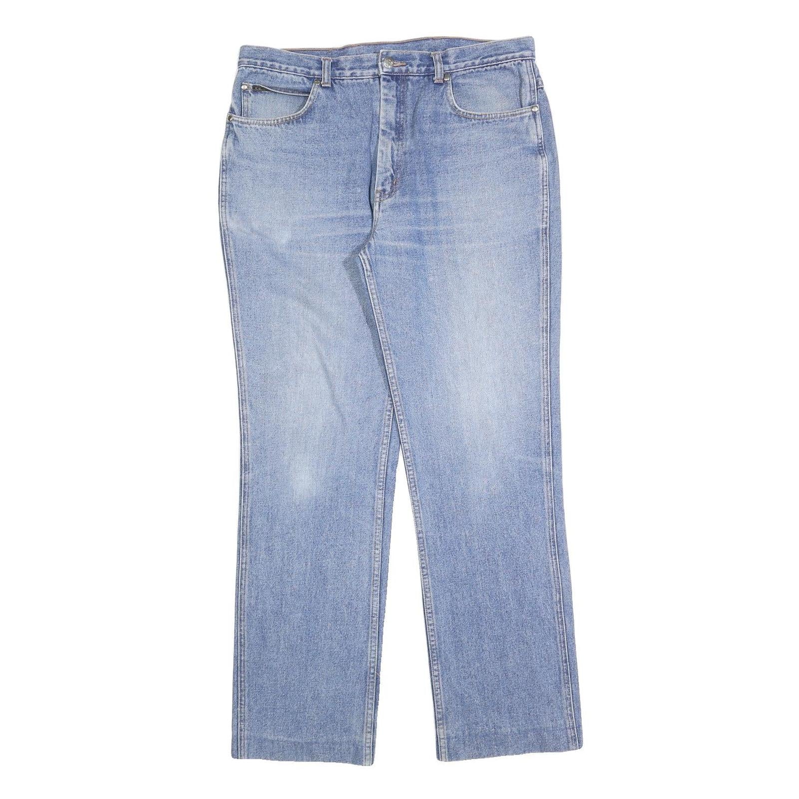 Mens Light Blue Regular Fit Straight Denim Cotton Blend Jeans W32 L30 Classic