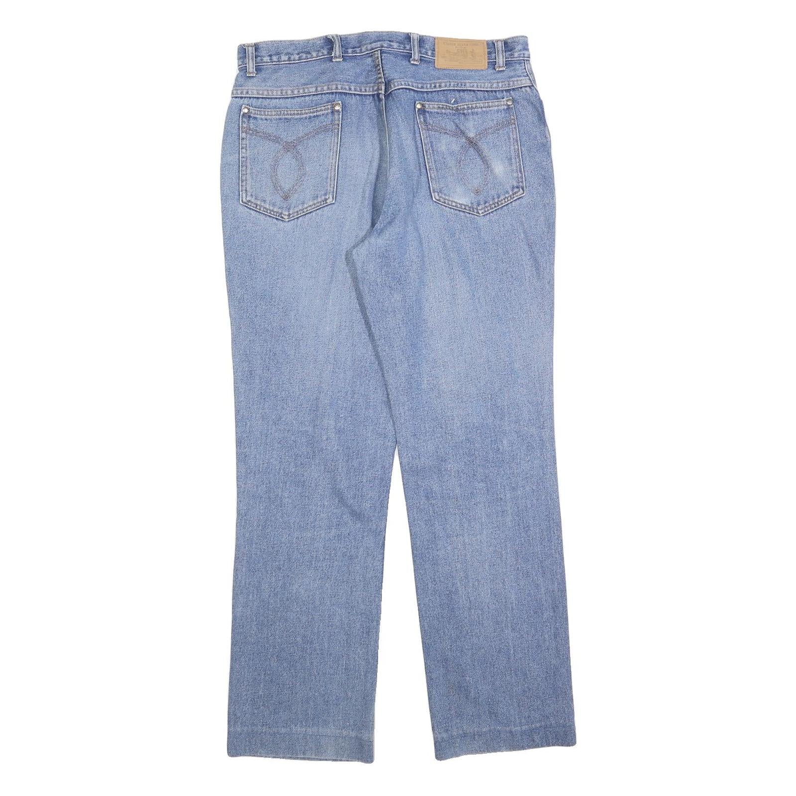 Mens Light Blue Regular Fit Straight Denim Cotton Blend Jeans W32 L30 Classic