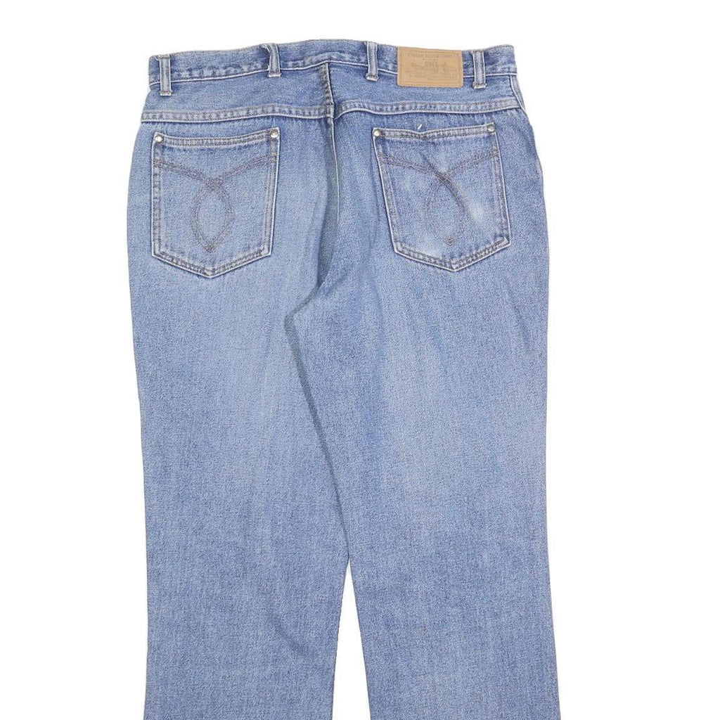 Mens Light Blue Regular Fit Straight Denim Cotton Blend Jeans W32 L30 Classic