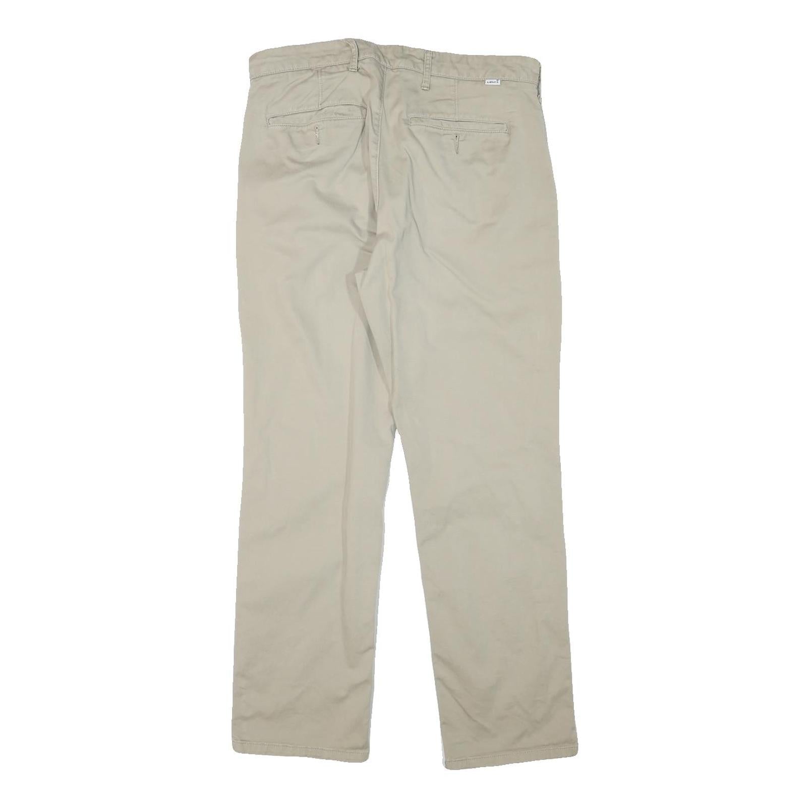 LEVI'S Mens Cotton Blend Beige Regular Fit Straight Trousers W32 L29 Casual