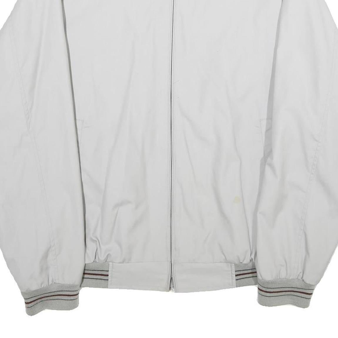 KINGFIELD Mens White Bomber Jacket L Cotton Blend Plain Zip Closure Casual