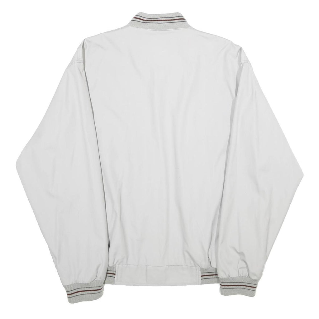 KINGFIELD Mens White Bomber Jacket L Cotton Blend Plain Zip Closure Casual