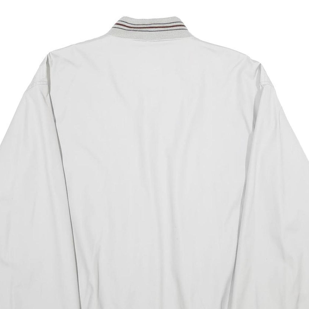 KINGFIELD Mens White Bomber Jacket L Cotton Blend Plain Zip Closure Casual