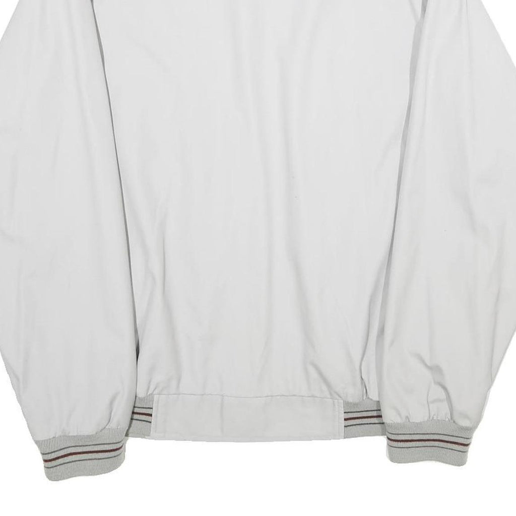 KINGFIELD Mens White Bomber Jacket L Cotton Blend Plain Zip Closure Casual