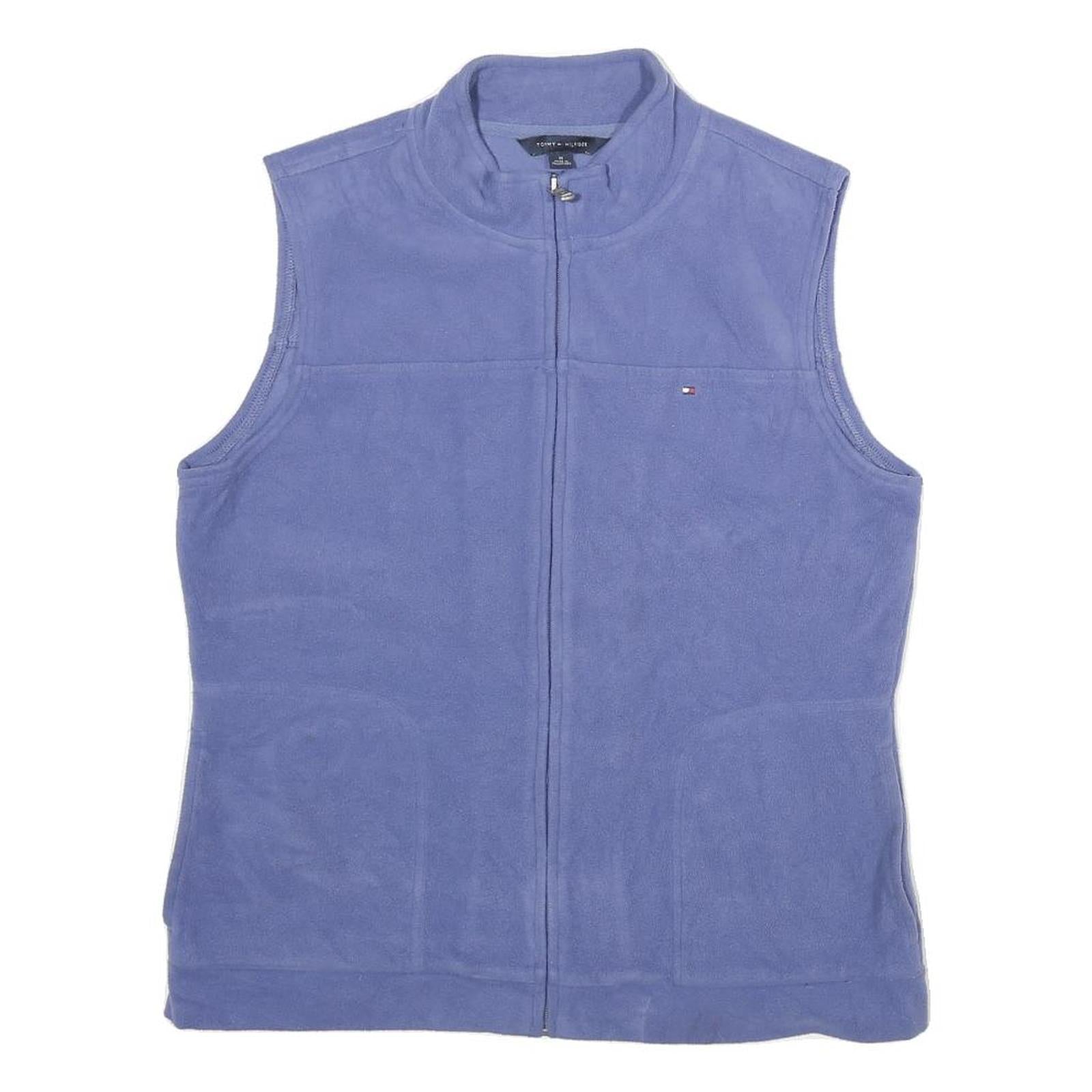 TOMMY HILFIGER Mens Blue Sleeveless Zip Jacket M Polyester Plain Casual