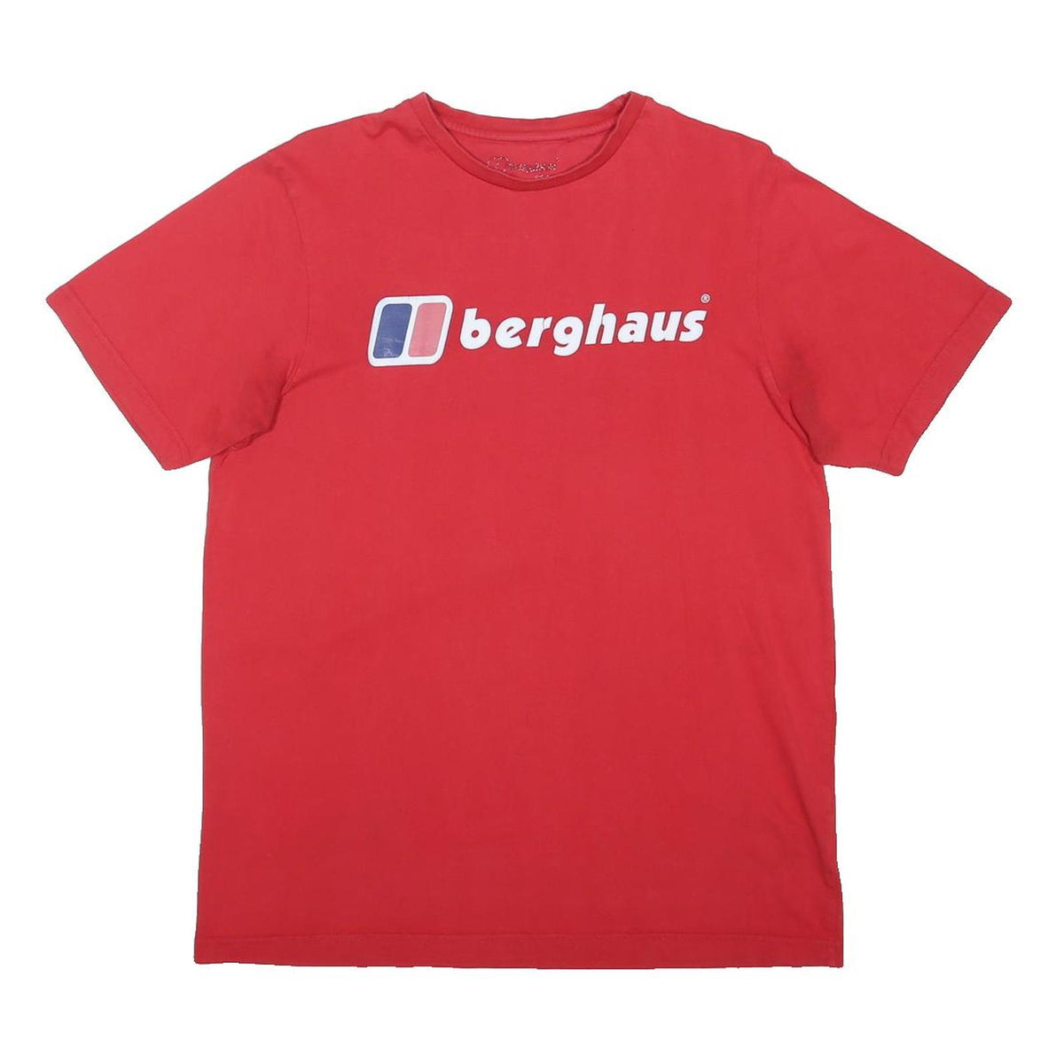 BERGHAUS Mens Red Graphic Logo T-Shirt M Short Sleeve Crew Neck Cotton Blend