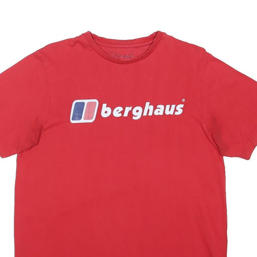BERGHAUS Mens Red Graphic Logo T-Shirt M Short Sleeve Crew Neck Cotton Blend
