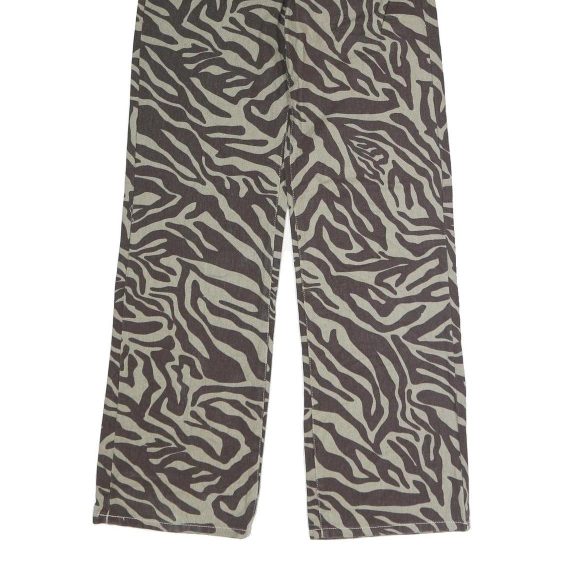 RSQ Womens Regular Fit Wide-Leg Denim Cotton Blend Zebra Print W26 L31 Button