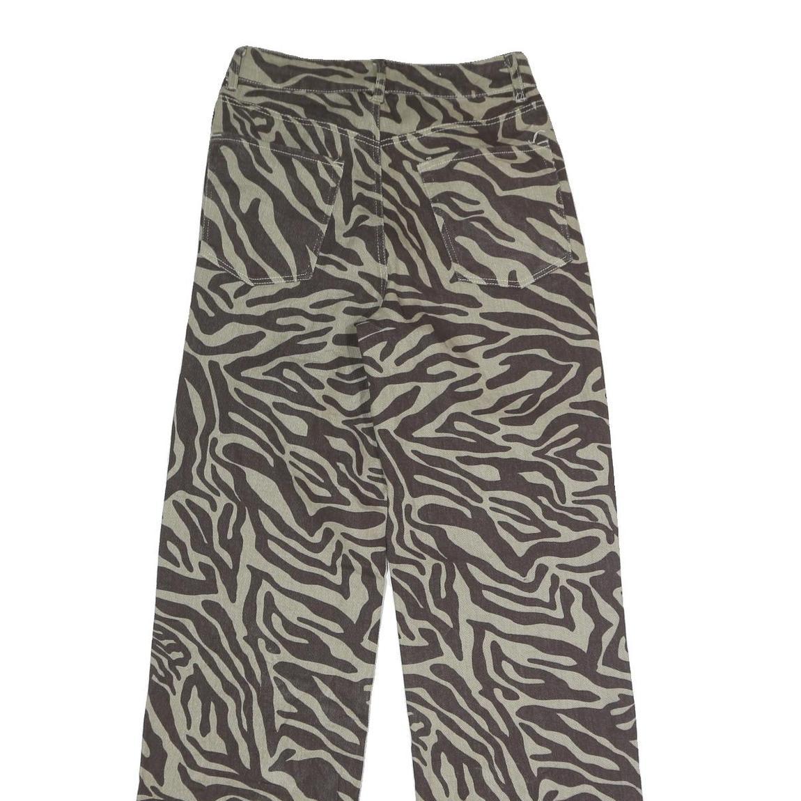 RSQ Womens Regular Fit Wide-Leg Denim Cotton Blend Zebra Print W26 L31 Button