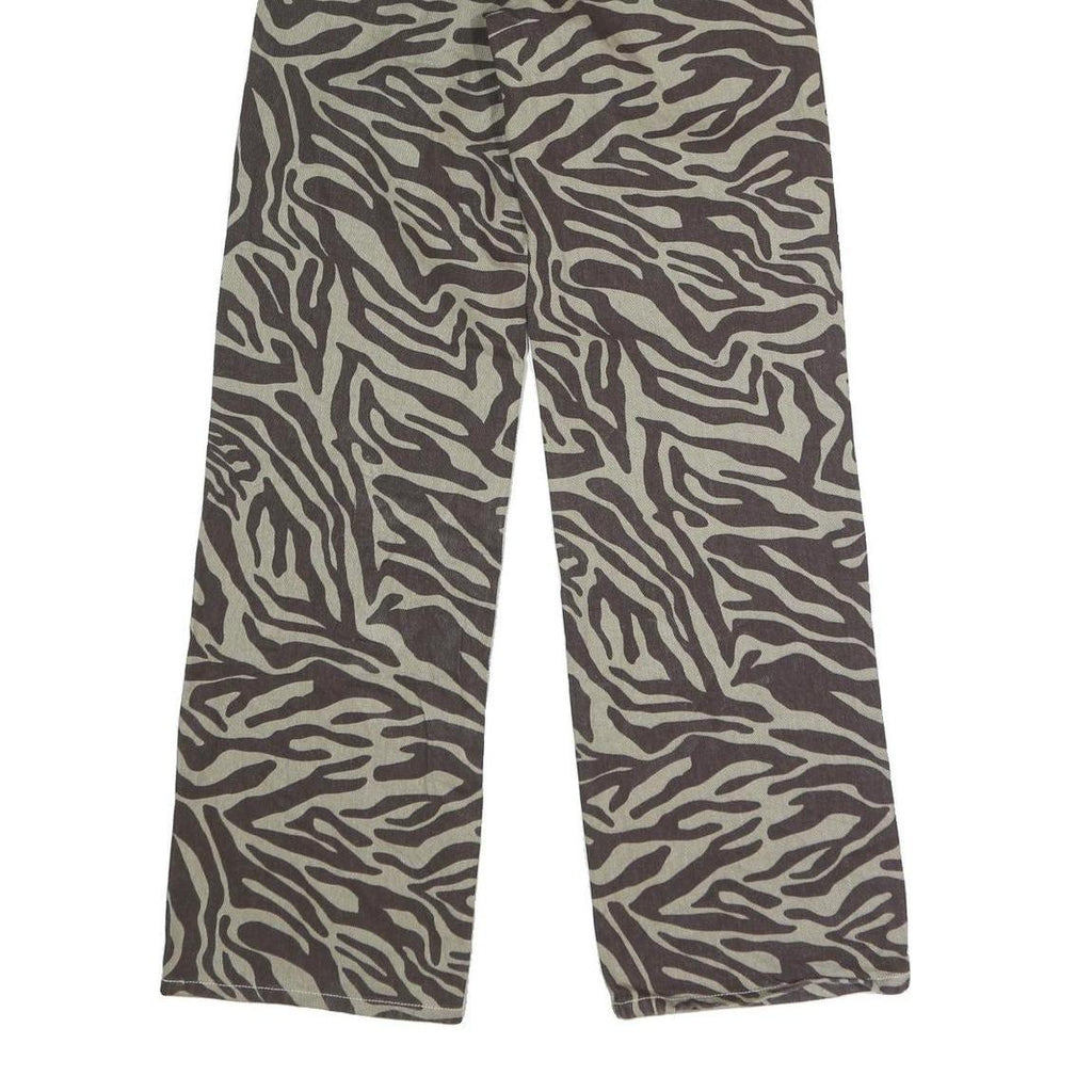 RSQ Womens Regular Fit Wide-Leg Denim Cotton Blend Zebra Print W26 L31 Button