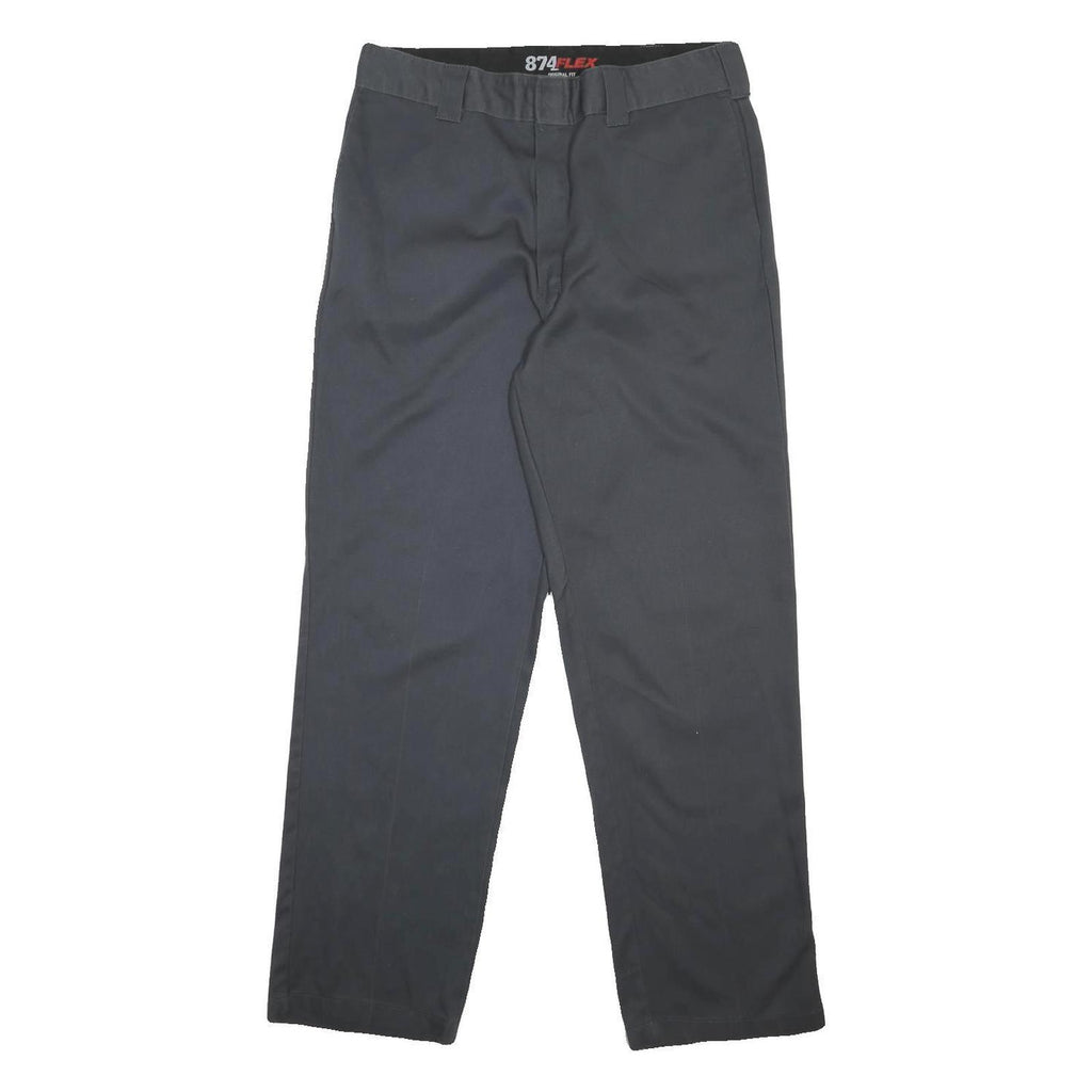 DICKIES Mens Regular Black Cotton Blend Trousers W34 L31 Zip Closure Straight
