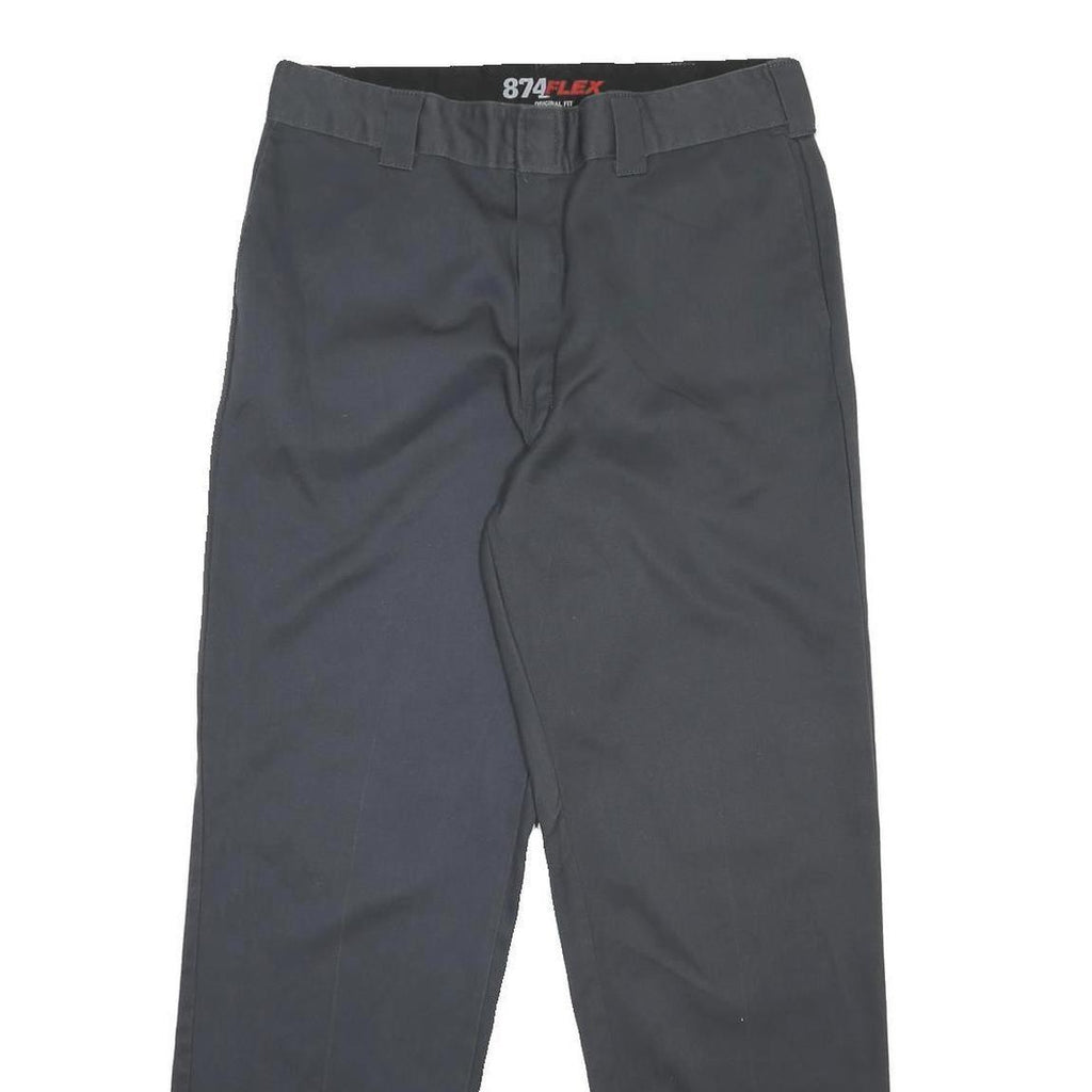 DICKIES Mens Regular Black Cotton Blend Trousers W34 L31 Zip Closure Straight