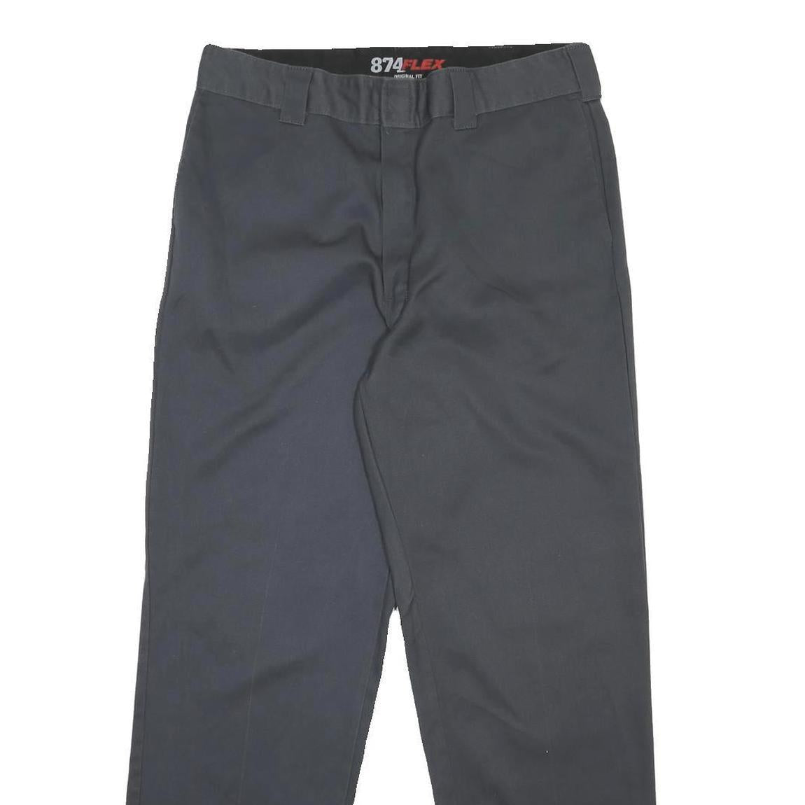 DICKIES Mens Regular Black Cotton Blend Trousers W34 L31 Zip Closure Straight